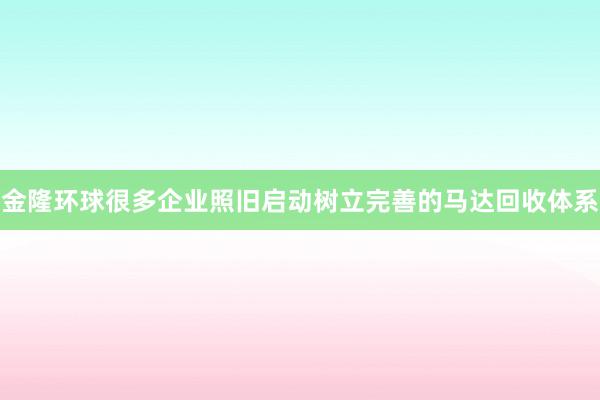 金隆环球很多企业照旧启动树立完善的马达回收体系